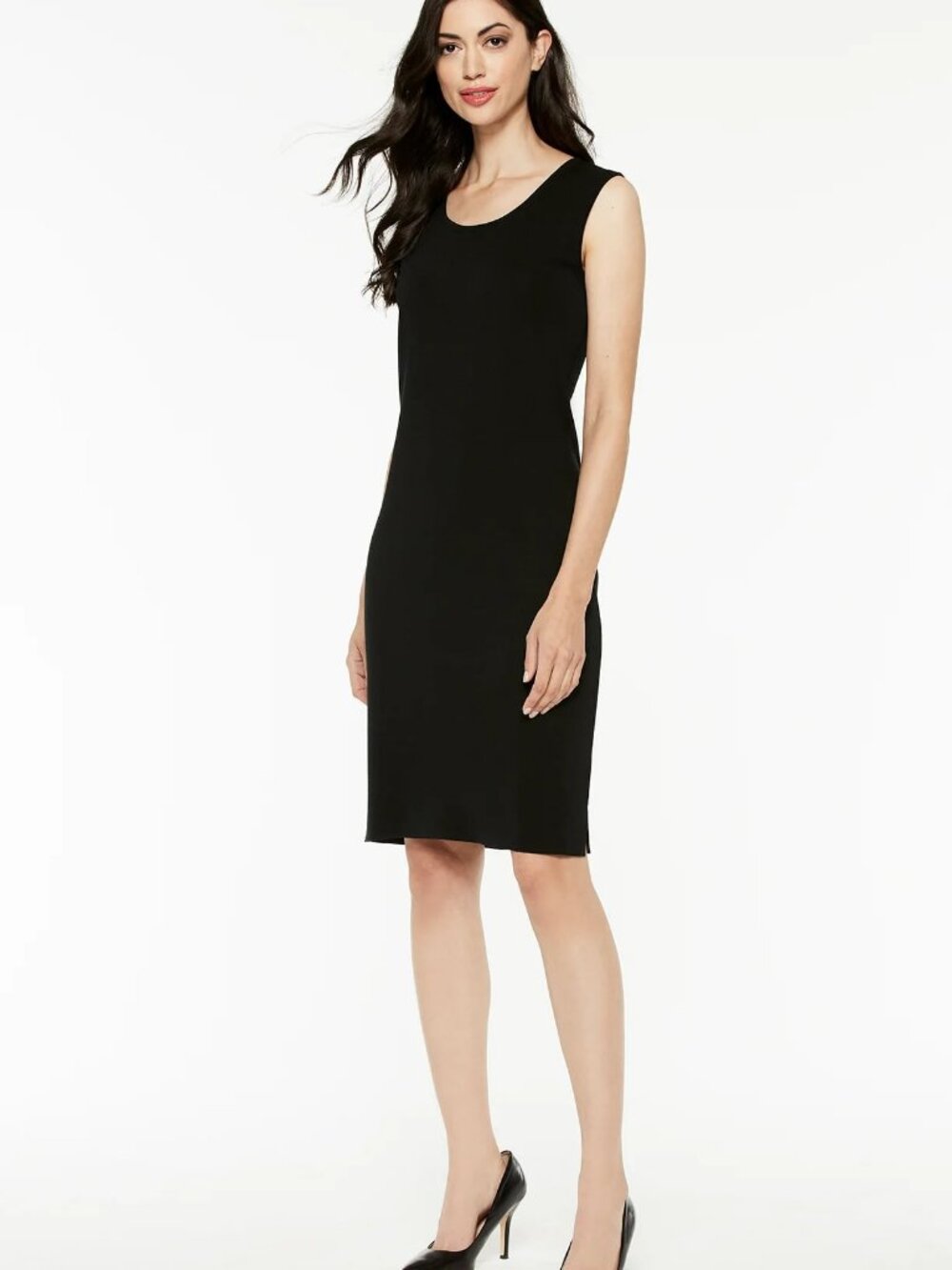 NWT MING WANG Lux Knit Sleeveless Sheath Dress Black SM MSPR $225